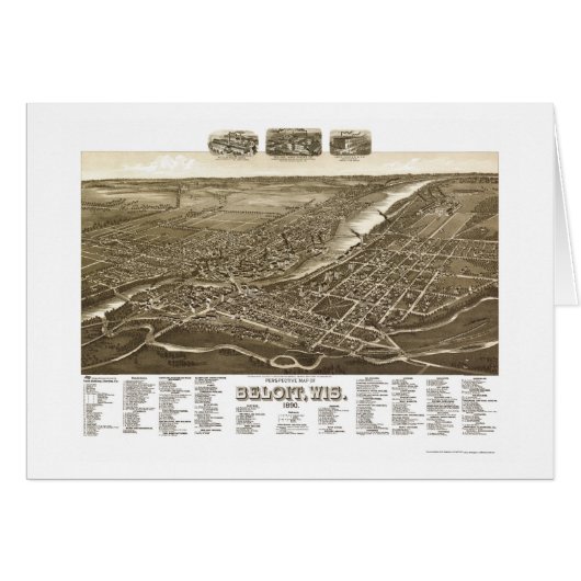 Beloit, WI Panoramic Map - 1890 Cards (Front Horizontal)
