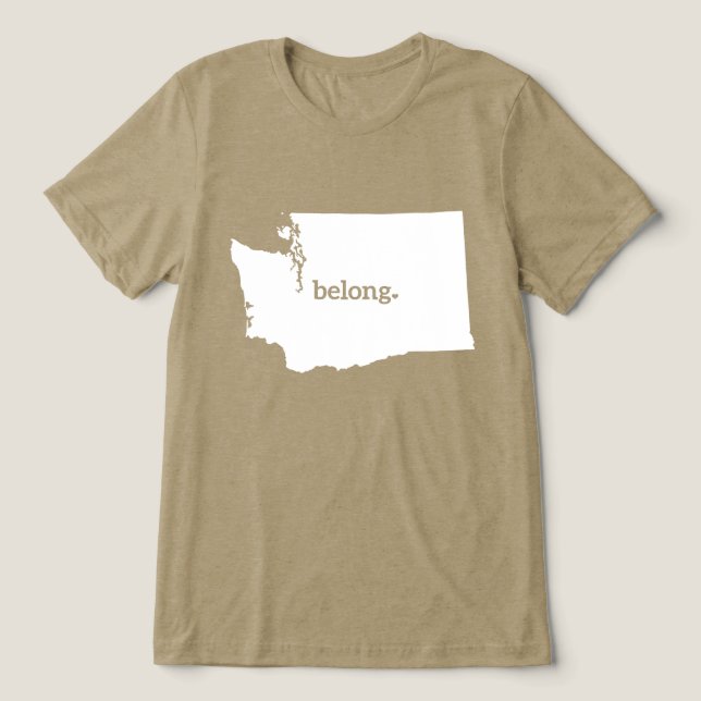 Belong Washington State Map, PNW Tri-Blend Shirt (Design Front)