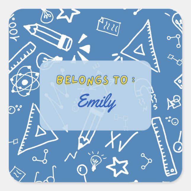 Belongs to - personalized school stickers  (Front)