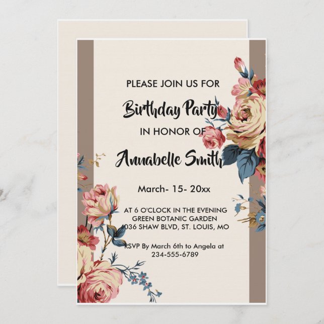 beloved  Birthday Invitation (Front/Back)