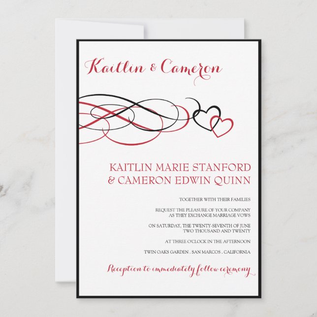 Beloved (Black & Red) Wedding Invitations (Front)