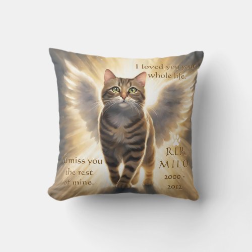 Beloved Cat Pet Sympathy Memorial Throw Pillow