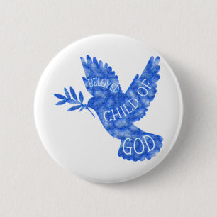 Beloved Child of God Dove- Great Baptism Gift! Button