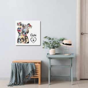 Beloved Dog Shaped photo collage Metal Print