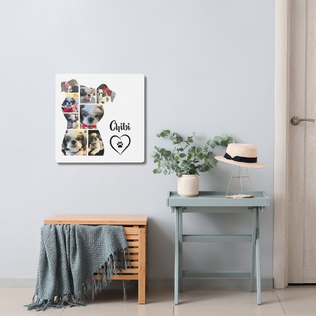 Beloved Dog Shaped photo collage Metal Print (Creator Uploaded)