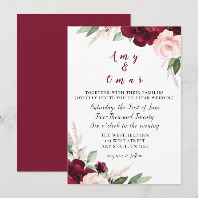beloved floral wedding invite (Front/Back)