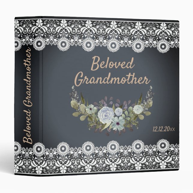 Beloved Grandmother, retro, vintage album 3 Ring Binder (Front/Spine)