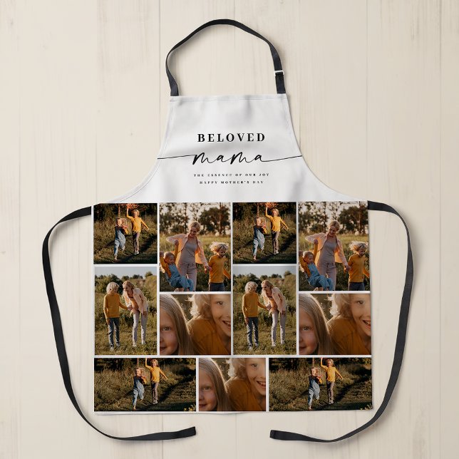 Beloved Mama Mom Happy Mother's Day Photo Collage Apron (Creator Uploaded)