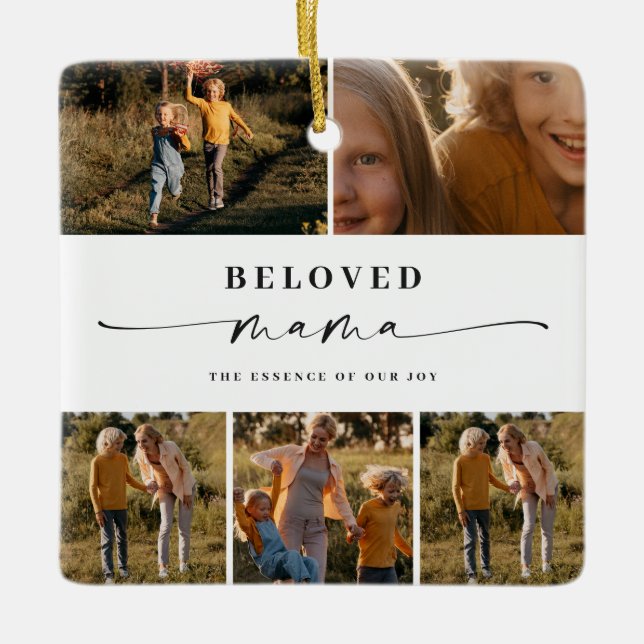 Beloved Mama Mom Happy Mother's Day Photo Collage Ceramic Ornament (Front)