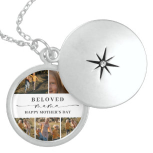 Beloved Mama Mom Happy Mother's Day Photo Collage Locket Necklace