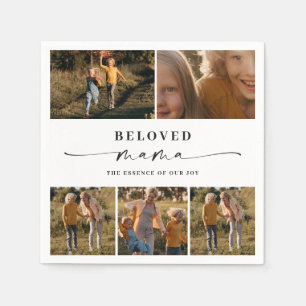 Beloved Mama Mom Happy Mother's Day Photo Collage Napkins