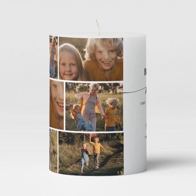 Beloved Mama Mom Happy Mother's Day Photo Collage Pillar Candle (Front)
