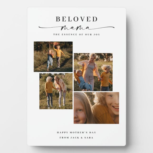 Beloved Mama Mom Happy Mother's Day Photo Collage Plaque (Front)