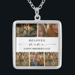 Beloved Mama Mom Happy Mother's Day Photo Collage Silver Plated Necklace<br><div class="desc">Drape a tapestry of memories around her neck with the "Beloved Mama" Photo Collage Jewelry. The exquisite piece beautifully frames the love and joy she instills as a mother, sister, aunt, or grandma. A fitting adornment for Mother's Day, her birthday, or to celebrate her first year of motherhood, it's a...</div>