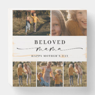 Beloved Mama Mom Happy Mother's Day Photo Collage Wooden Box Sign