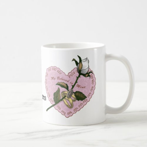 Beloved Mine White Rose heart Coffee Mug