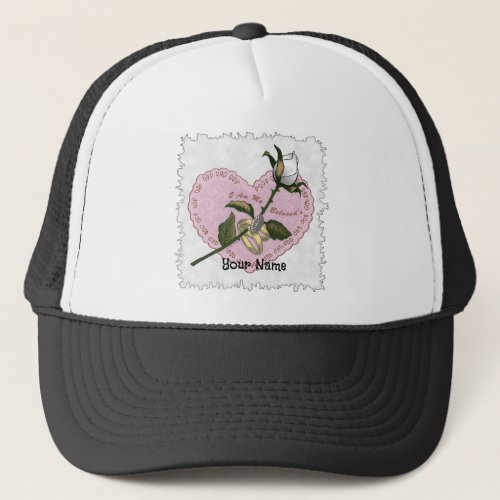 Beloved Mine White Rose Trucker Hat