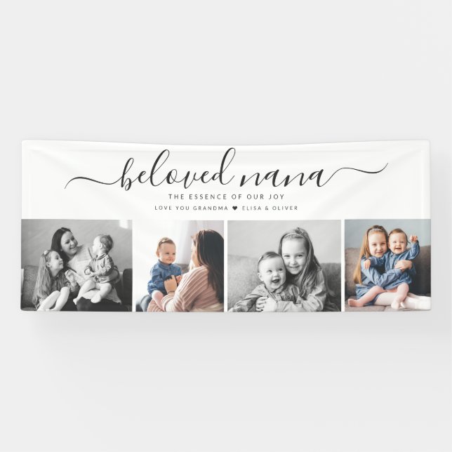 Beloved Nana Grandma Custom Family Photo Keepsake Banner (Horizontal)