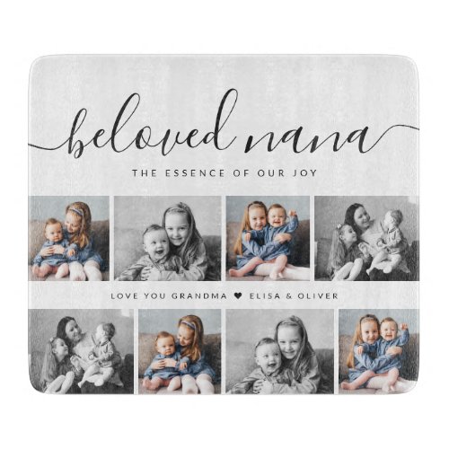 Beloved Nana Grandma Custom Family Photo Keepsake Cutting Board