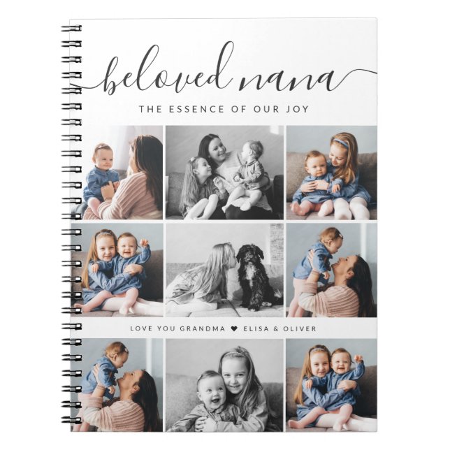 Beloved Nana Grandma Custom Family Photo Keepsake Notebook (Front)