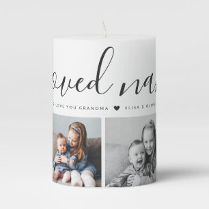 Beloved Nana Grandma Custom Family Photo Keepsake Pillar Candle