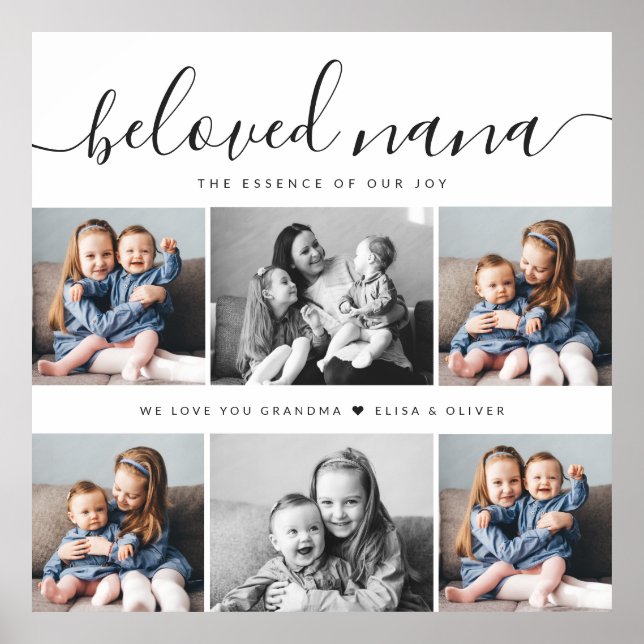 Beloved Nana Grandma Custom Family Photo Keepsake Poster (Front)
