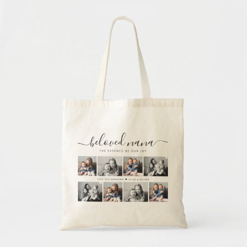 Beloved Nana Grandma Custom Family Photo Keepsake Tote Bag