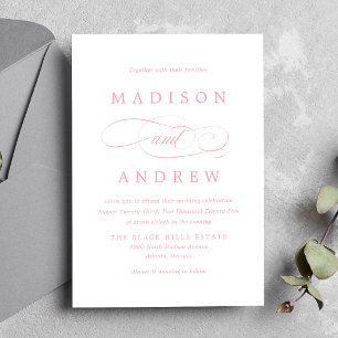 Beloved Pink Calligraphy Wedding Invitation