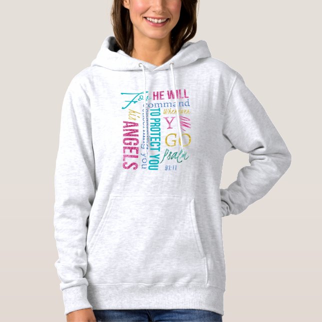 Beloved Reborn Psalm 91:11 Angel Scripture Bible Hoodie (Front)