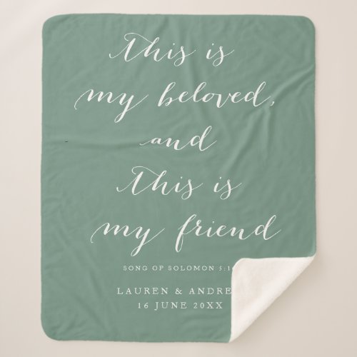 Beloved Scripture Song of Solomon Wedding Gift Sherpa Blanket