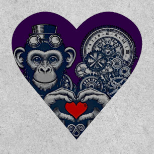 Beloved steampunk monkey with red heart patch