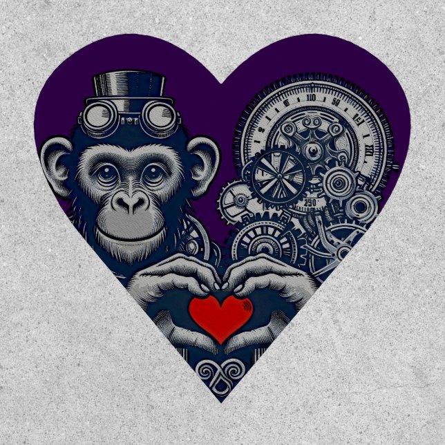 Beloved steampunk monkey with red heart patch (Front)