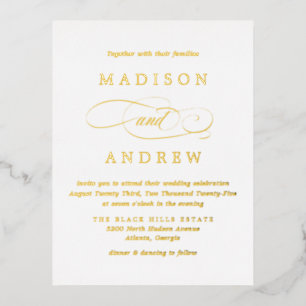 Beloved Wedding Gold Foil Invitation Postcard