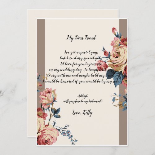 beloved     will be my bridesmaid invitation