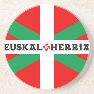 Below glass Basque flag "Ikkurina" Sandstone Coaster