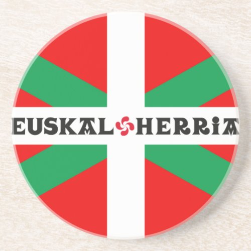 Below glass Basque flag Ikkurina Sandstone Coaster