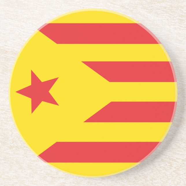 Below glass Catalan flag "Serenya" Sandstone Coaster (Front)