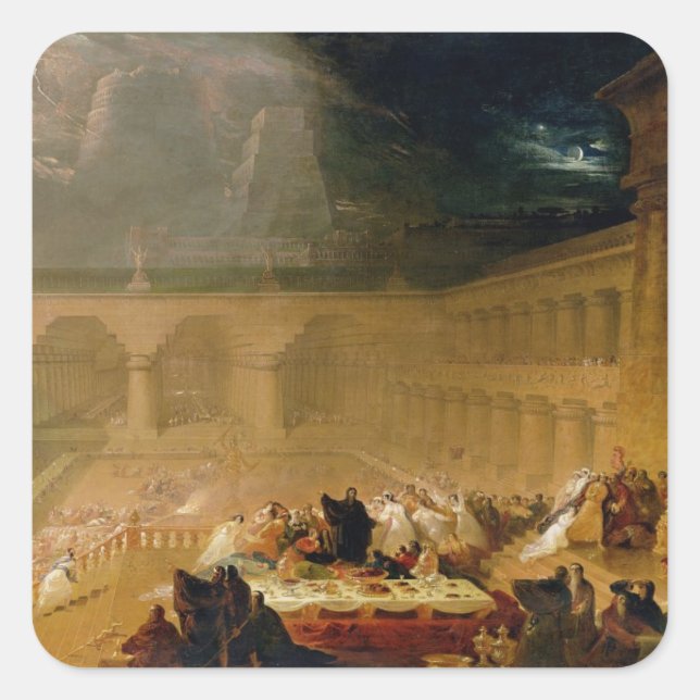 Belshazzar's Feast (oil on canvas) Square Sticker (Front)