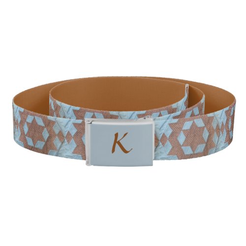 Belt _ Blue and Brown Castle Pattern