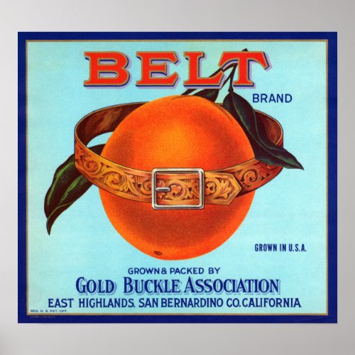 Belt Brand California Oranges Poster