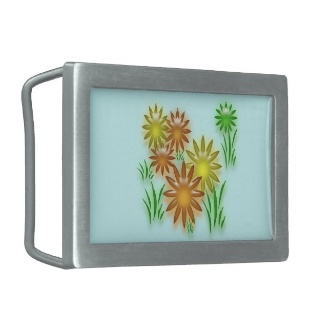 Belt Buckle - 3D Graphic Daisies (Front Left)
