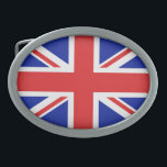 Belt Buckle-British Flag Buckle<br><div class="desc">Belt buckle shown in a brushed silver tone color with a British flag print. 
Customize this item or buy as is.</div>