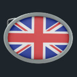 Belt Buckle-British Flag Buckle<br><div class="desc">Belt buckle shown in a brushed silver tone color with a British flag print. 
Customize this item or buy as is.</div>