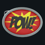 Belt Buckle, Comic Book Style POW!<br><div class="desc">You can change the background color!</div>
