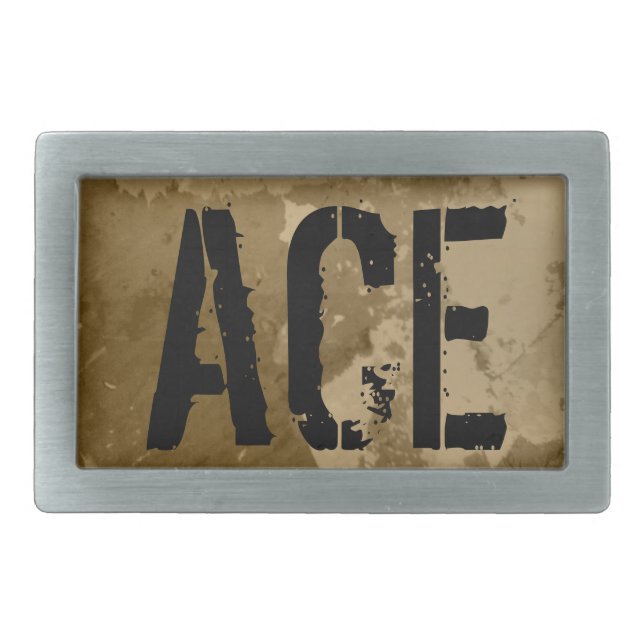 Belt buckle for men with custom text | ACE (Front)