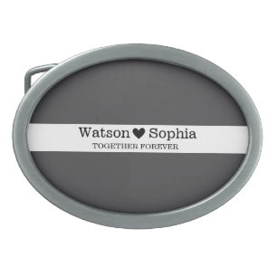 Belt Buckle Of Wedding Couple Name   Black White 