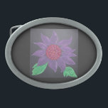 Belt Buckle - Purple Flower<br><div class="desc">The vibrant art of RLW at www.rlwinkart.com this oval sterling silver belt buckle.   This would be great for  a birthday or holiday  gift! Check out all the products this vibrant flower comes on,  add text or create your own buckle!</div>