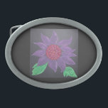 Belt Buckle - Purple Flower<br><div class="desc">The vibrant art of RLW at www.rlwinkart.com this oval sterling silver belt buckle. This would be great for a birthday or holiday gift! Check out all the products this vibrant flower comes on, add text or create your own buckle!</div>
