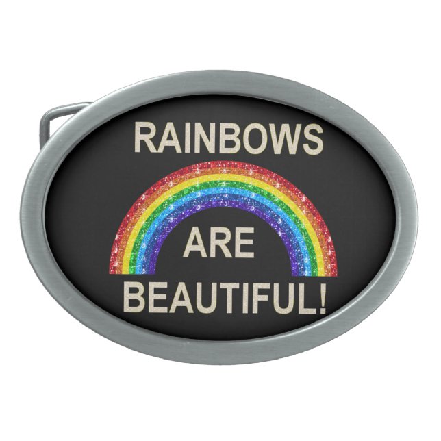 Belt Buckle Rainbows Are Beautiful Glitter (Front)