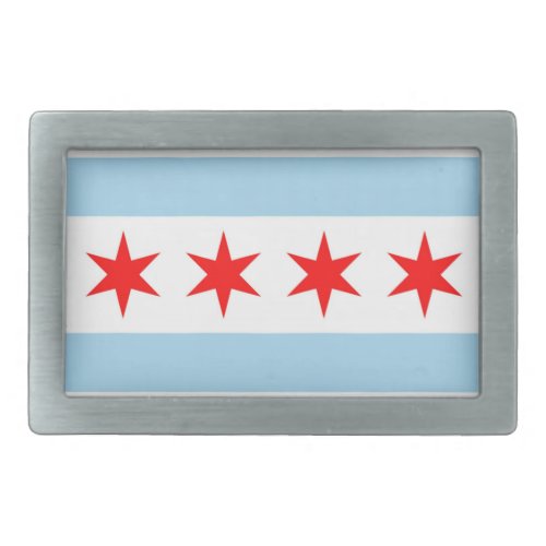 Belt Buckle with Flag of Chicago Illinois State